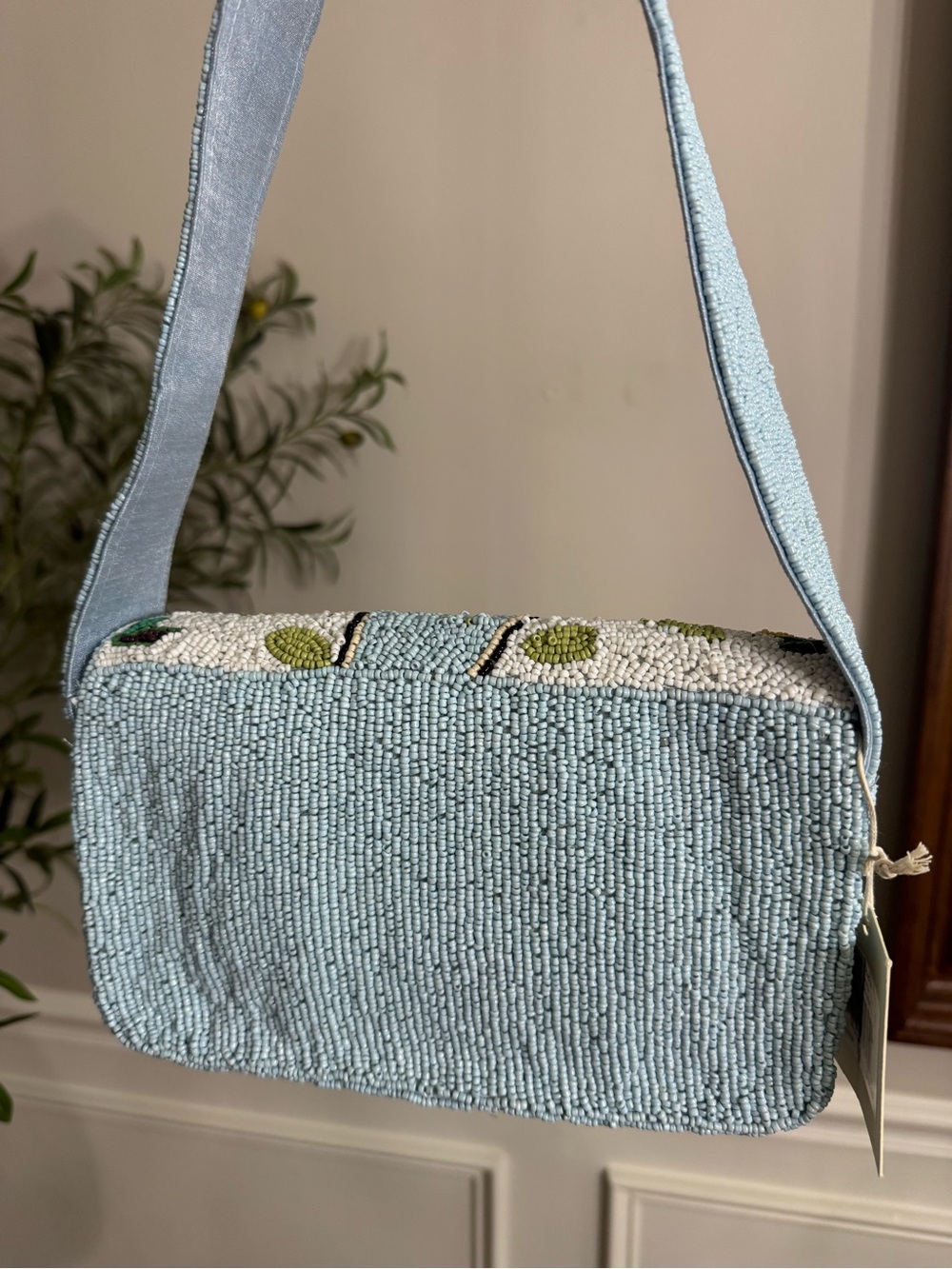 Sol + Mer Blue beaded Paris Theme Shoulder Bag - Picture 4 of 8